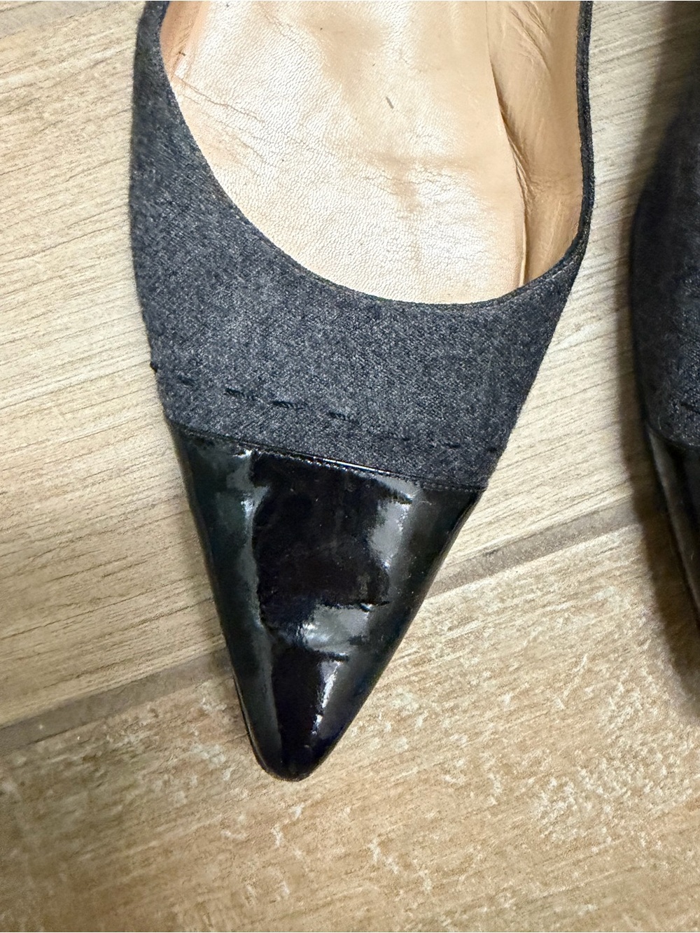Manolo Blahnik Pointed Toe Flats Gray black size 40.5 10 US - Picture 4 of 9